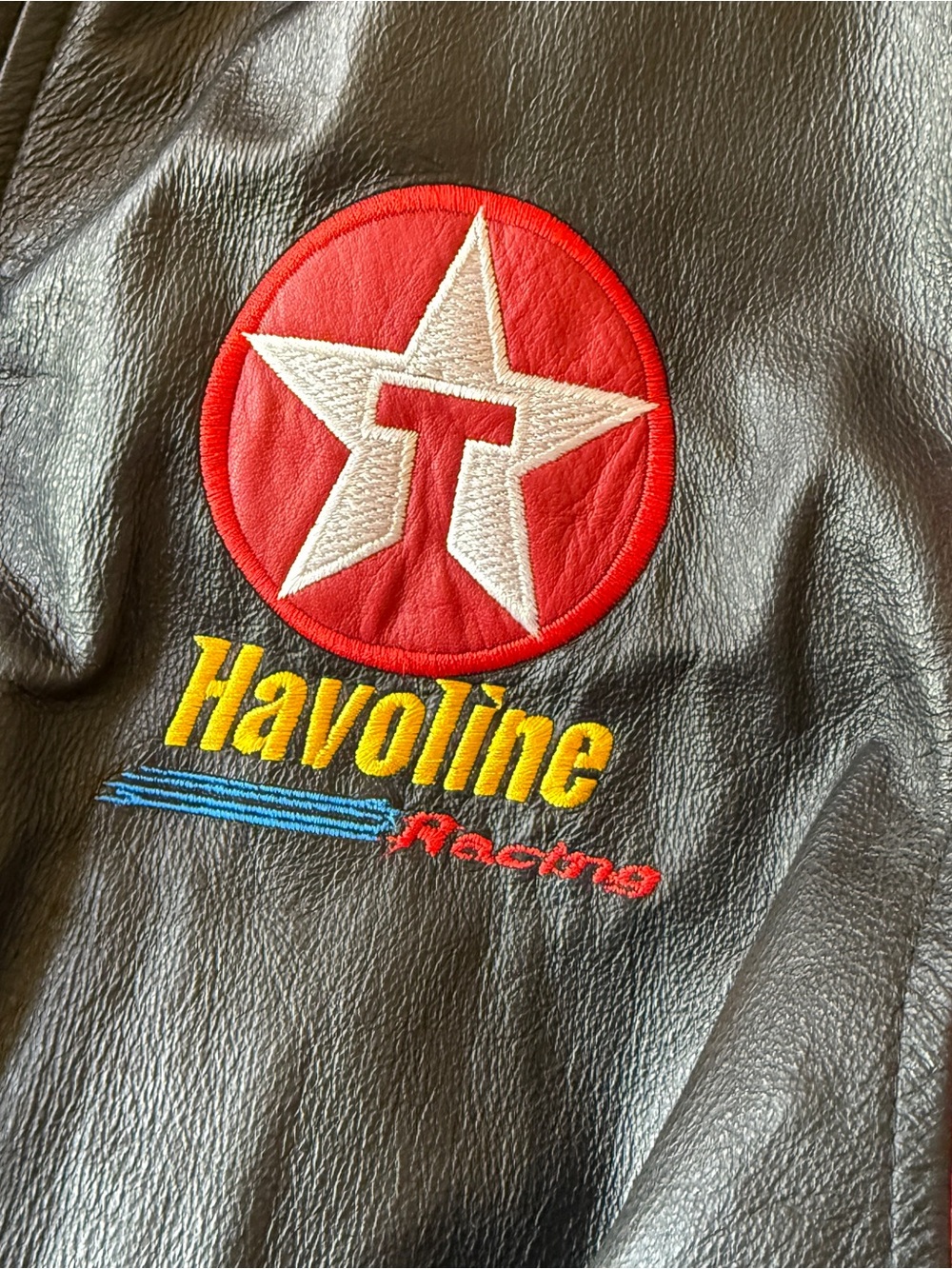 CUSTOM VINTAGE CHEVRON TEXACO NASCAR RACING LEATHER JACKET 3 AUTOGRAPHS MEN XL - Picture 10 of 16